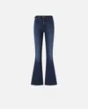 Pinko Flared Power Stretch Denim Jeans In Blue