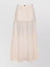 Pinko Flared Tiered Denim Skirt Pockets In Neutral