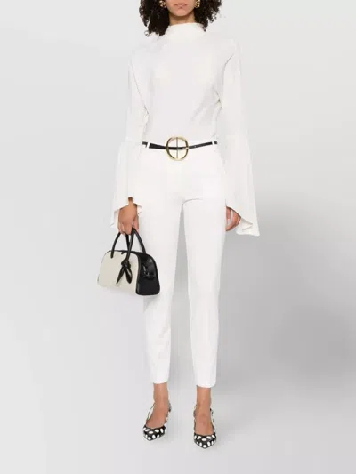 Pinko Flared V-neck Backless Top In White