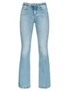Pinko Flared Vintage Blue Jeans With Love Birds Diamond Cut Buckle In Blue