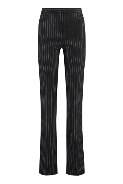 Pinko Flared Viscose Trousers In Black/beige