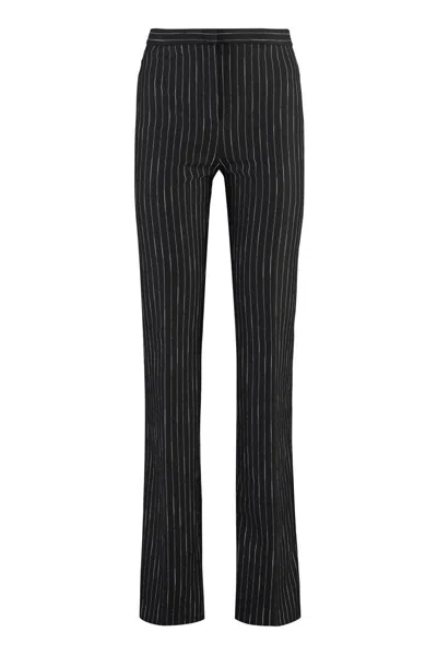 Pinko Pinstriped Flared Tailored Trousers In Black/beige