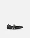 Pinko Flat Ballet Flats In Nappa Leather With Pearls In Black