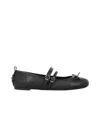 Pinko Nappa Leather Ballet Flats With Straps And Bow In Black