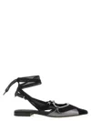 Pinko Slingback Lace Up Flats In Black