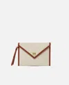 Pinko Flat Canvas Clutch Bag With Leather Trim
