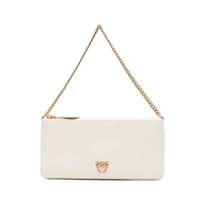 Pinko Flat Classic Love Simply Shoulder Bag In White