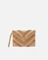 Pinko Flat Clutch Bag In Fringed Chevron Raffia