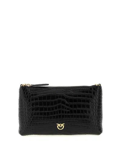 Pinko Flat Horizontal Mini Crossbody Bag In Black