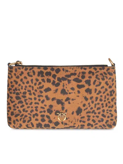 Pinko "flat Horizontal Mini" Pouch In Brown
