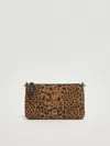 Pinko Flat Horizontal Mini Suede Clutch In Animal Print
