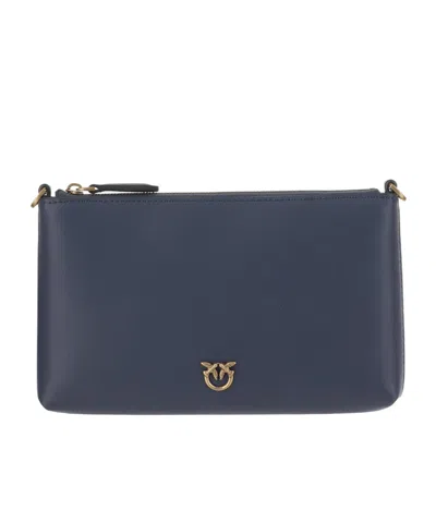 Pinko Flat Horizontal Top Zipped Clutch Bag In Black