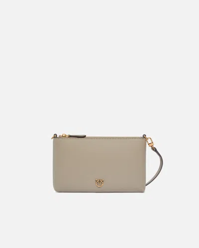 Pinko Flat Leather Clutch With Love Birds Logo