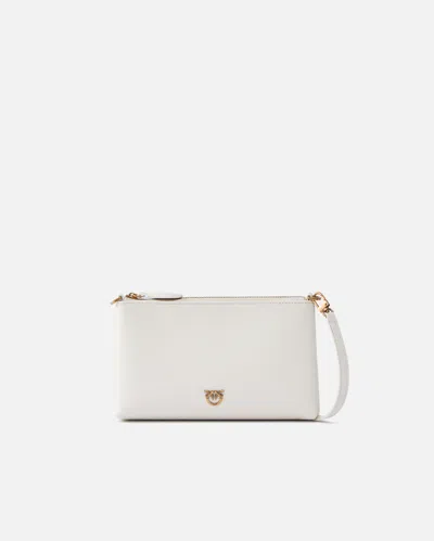 Pinko Flat Leather Clutch With Love Birds Logo In Multi