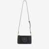 Pinko Flat Leather Shoulder Bag In Black