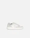 Pinko Flat Leather Sneakers With Contrasting Logo In Sable