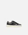 Pinko Flat Leather Sneakers With Embroidered Logo In Multi. Noir/chair