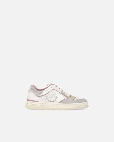 PINKO FLAT LEATHER SNEAKERS WITH EMBROIDERED LOGO
