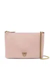 PINKO FLAT LOVE BAG PINK SHOULDER BAG WITH LOGO PATCH IN SMOOTH LEATHER WOMAN