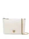PINKO 'FLAT LOVE BAG' WHITE SHOULDER BAG WITH LOGO PATCH IN SMOOTH LEATHER WOMAN PINKO