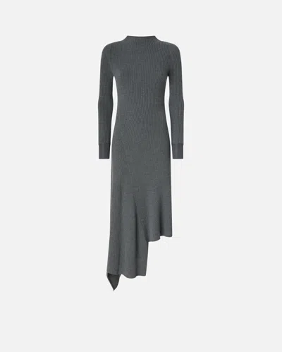 Pinko Flat Rib-knit Dress In Gray