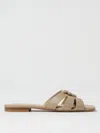 Pinko Square Toe Leather Sandals Emblem In Beige