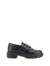 Pinko Black Loafers With Logo Plate In Leather Woman In Black