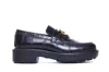 Pinko Black Loafers With Logo Plate In Leather Woman In Black