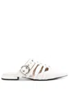 Pinko Pointed-toe Buckle Detailed Slip-on Slides In Beige