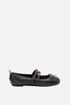 Pinko Nappa Leather Ballet Flats With Straps And Bow In Black
