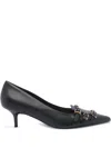 Pinko Pointed Toe Pumps With Decorative Buckles In Black