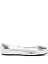 Pinko Metallic Nappa Leather Ballerinas In Silver