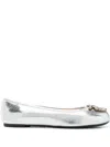 Pinko Metallic Nappa Leather Ballerinas In Silver