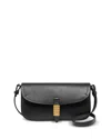 Pinko Flat Vitello Leather Saddle Bag In Black