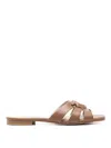 Pinko 'marli 09' Brown Sandals With Love Birds Diamond Cut Plaque And Cut-out Details In Brown