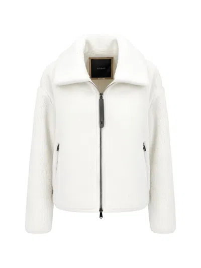 Pinko Fleece Zip-up Jacket In White