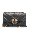 Pinko Love Bag One Light Medium Handbag In Chevron Nappa Leather In Black