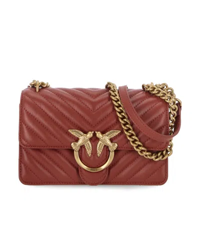 Pinko Flip Shoulder Bag In Ocra Rosso-antique Gold