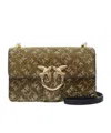 Pinko Mini Love Embellished Cross Body Bag In Green