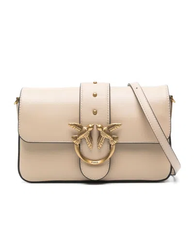 Pinko Flip Shoulder Bag In Nude