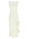 Pinko Ruffle Detail Midi Dress With Scoop Back In White