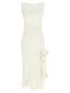Pinko Ruffle Detail Midi Dress With Scoop Back In White