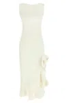 Pinko Ruffle Detail Midi Dress With Scoop Back In White