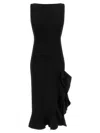 Pinko Midi Dress With Ruffle Detail And Fitted Silhouette In Black