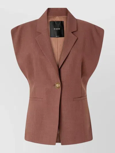 Pinko Floella Tailored Sleeveless Blazer Notch Lapel In Brown