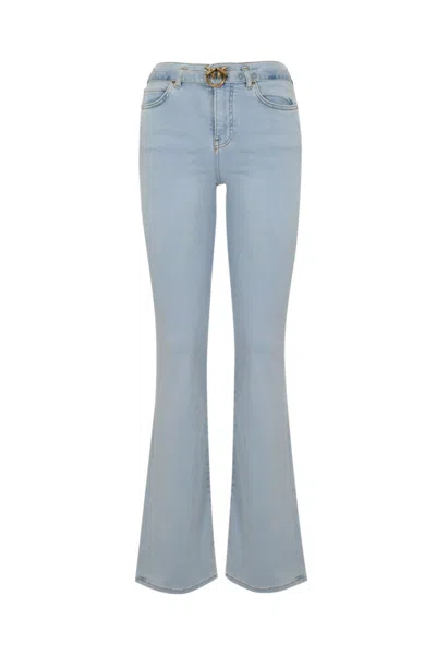 Pinko Flora Flare Jeans In Bianco