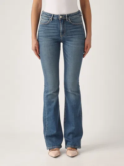 Pinko Flora No Belt Flare Denim Comfort Jeans In Denim Medio