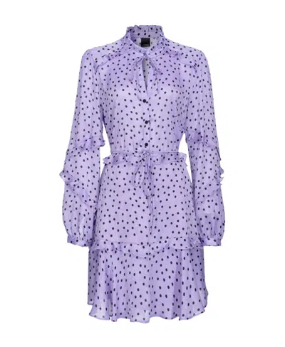 Pinko Floral And Polka Dot-print Minidress In Purple