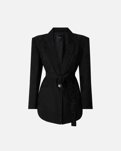 Pinko - Floral Jacquard Kimono Jacket - 38 In Black