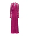 Pinko Floral-lace Long-sleeve Maxi Dress In Purple